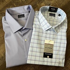 Van Heusen Big and Tall Ultra Flex Wrinkle Free Shirts Set of 2-Size 19 (34-35)